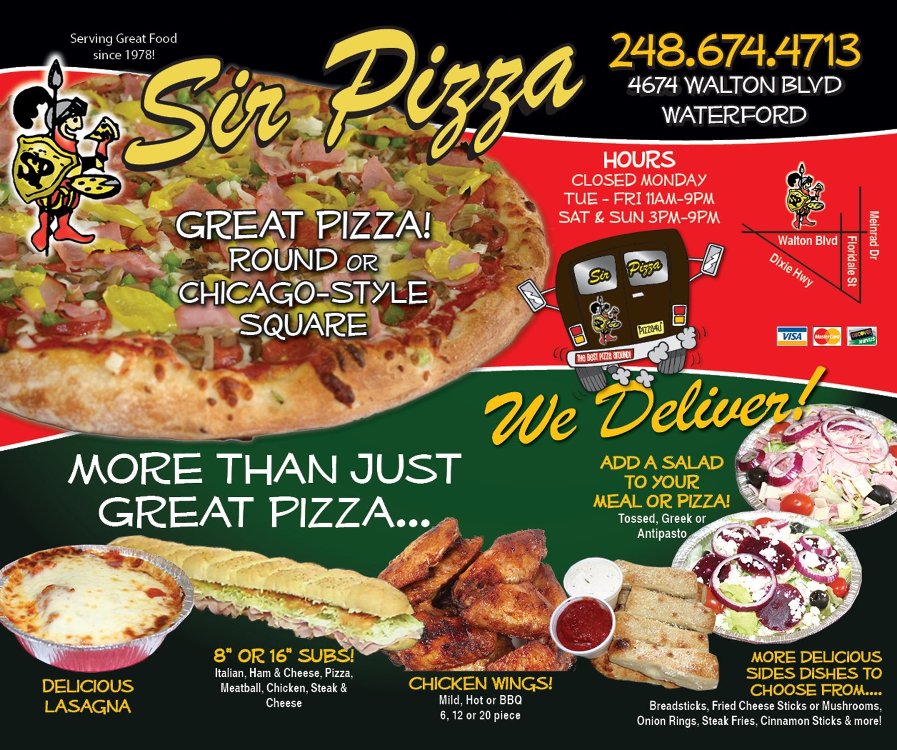 Sir Pizza flyer: More than just great pizza, we deliver